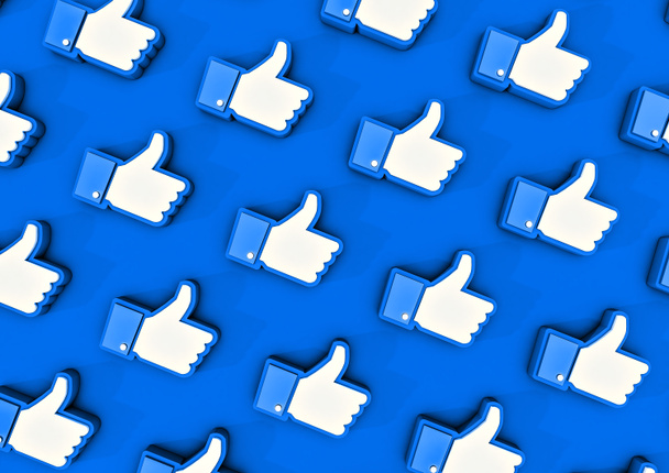 Facebook like knop duim omhoog 3D illustratie - Foto, afbeelding