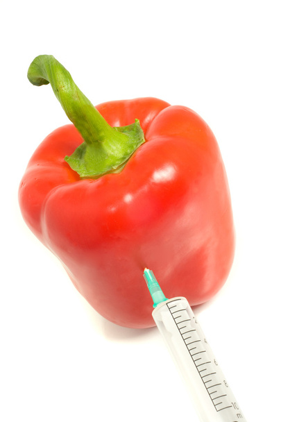 GMO - pepper with syringe injection - Foto, immagini
