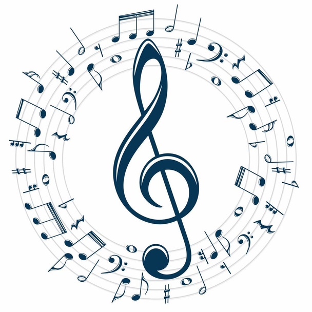 The stylized symbol with music notes. - Vettoriali, immagini