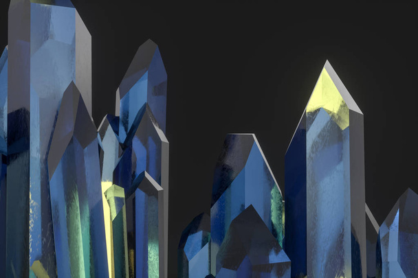 Un grupo de cristal mágico de corte de precisión, ciencia ficción y magia tema, 3d rendering
. - Foto, Imagen