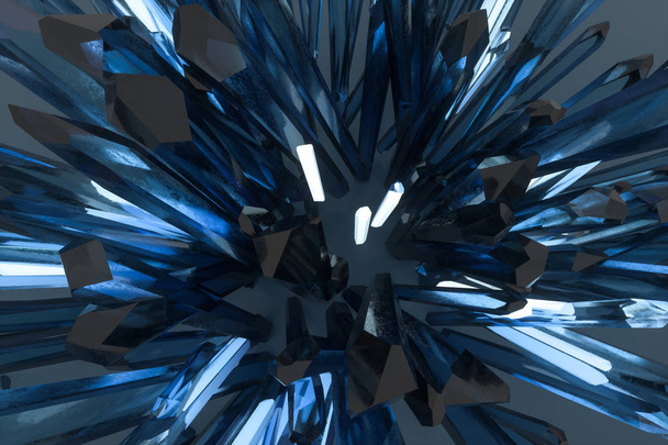 Um aglomerado de cristal mágico de corte de precisão, ficção científica e tema mágico, renderização 3d
. - Foto, Imagem