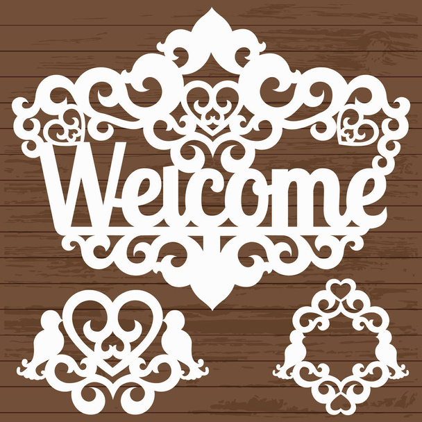 Welcome sign for laser cutting - Vector, Image
