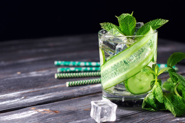 Infused cucumber drink with mint. Detox water. - Photo, Image