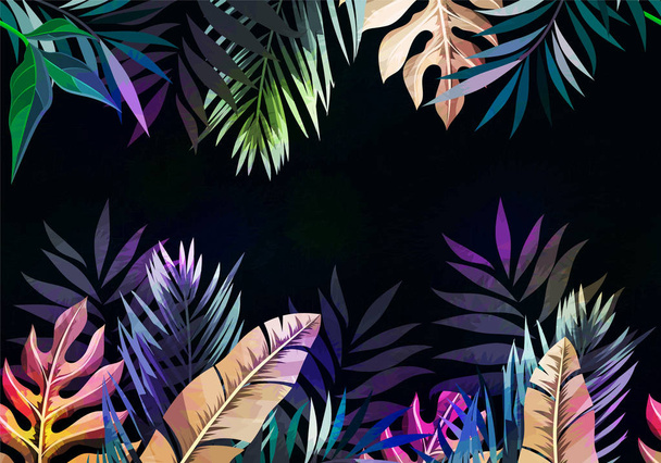 Abstract tropical plants pattern. Vector illustration. - Διάνυσμα, εικόνα