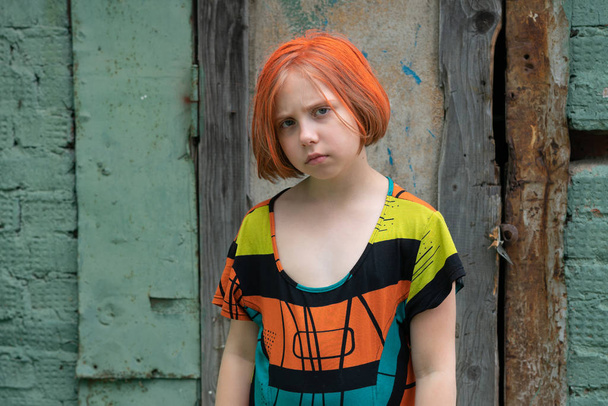 portret wioski dziewczyna z czerwonymi włosami - Zdjęcie, obraz