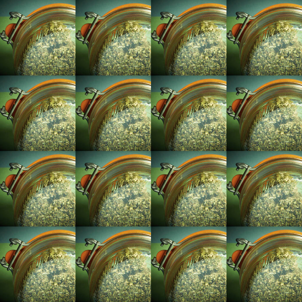 Naadloos patroon met marihuana knoppen en glazen potten - Foto, afbeelding