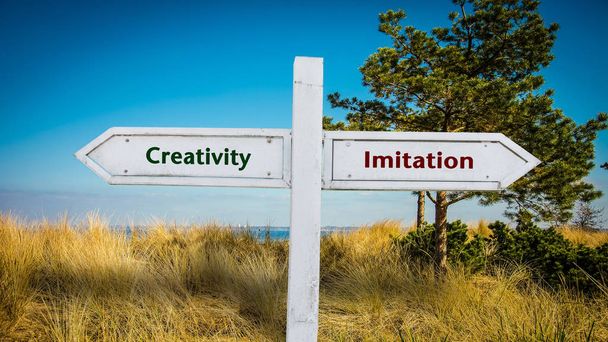 Straßenschild-Kreativität versus Imitation - Foto, Bild