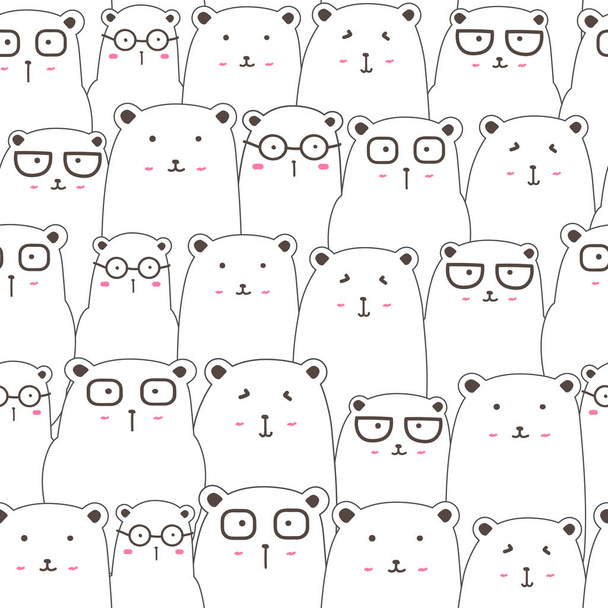 Seamless pattern with cute bear background, Cute bear doodle art for kids, Vector illustrations for gift wrap and fabric design. - Vettoriali, immagini