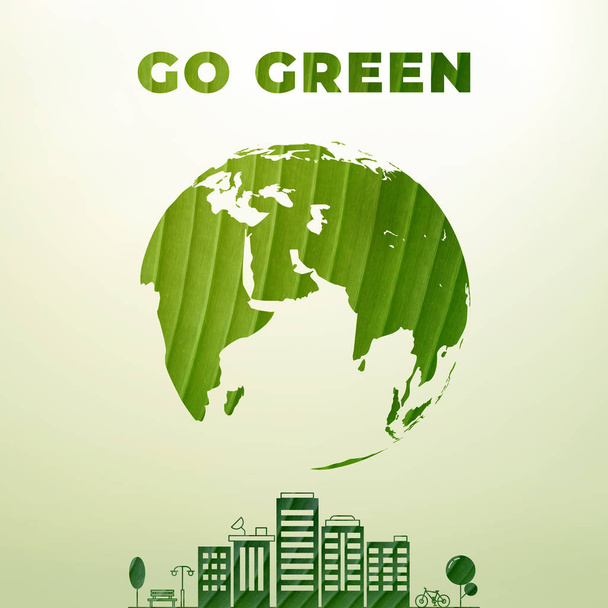 Go green city.  Save earth planet world concept. Ecology friendl - Photo, Image