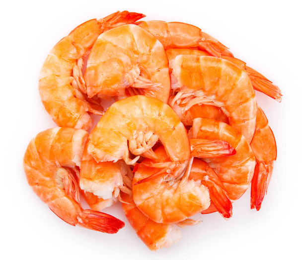 Cooked shrimp on white background - Photo, Image