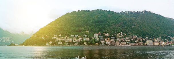 Brunate mountain view from the Como lake. - Photo, Image