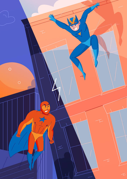 Süper Kahramanlar Fight Comics - Vektör, Görsel
