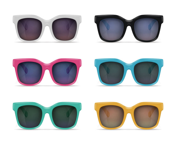 Plastic Sunglasses Realistic Set - Vector, Image