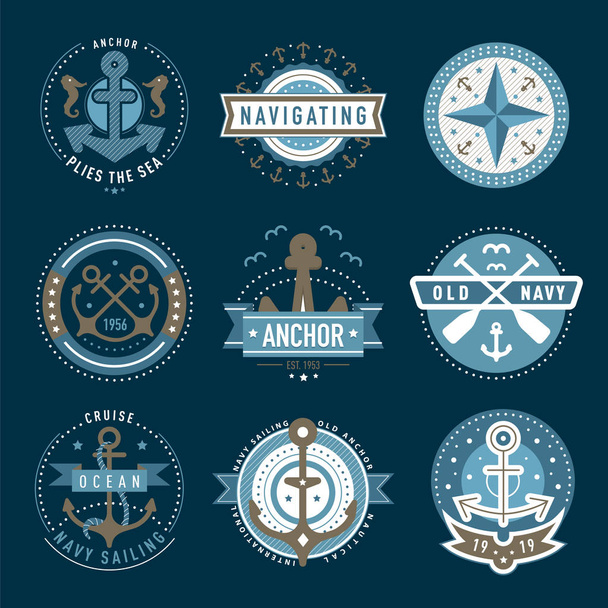 Nautical logo template set - Vector, afbeelding