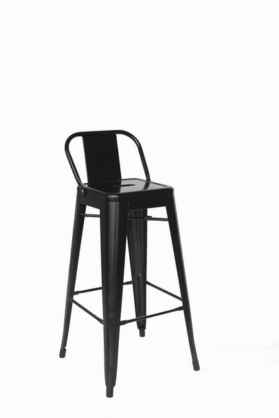 silla de barra de hierro negro en un taburete background.bar blanco
 - Foto, Imagen