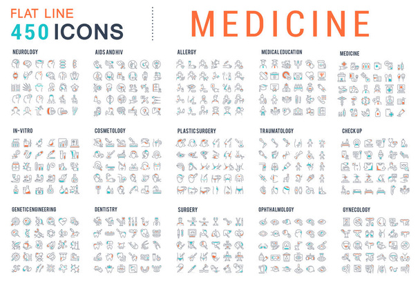 Vektorliniensymbole der Medizin setzen - Vektor, Bild