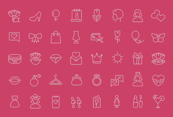 Set of Line Icons of Women's Day. - Vector, Image