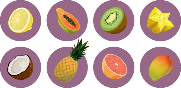 Conjunto de ícones de frutas 2
 - Vetor, Imagem