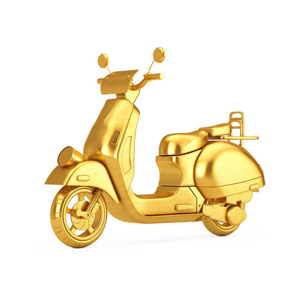 Золотий класичний вінтажний ретро або електричний скутер. 3D-рендерінг - Фото, зображення