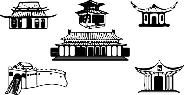 Chińska architektura ikona na białym tle - Wektor, obraz