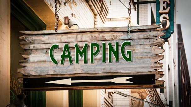 Ulica znak do Camping - Zdjęcie, obraz