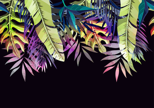 Vector illustration of tropical floral pattern in summer. - Вектор,изображение