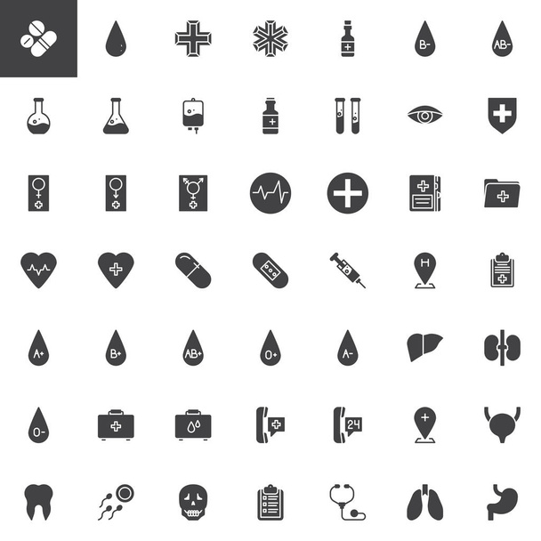 Набор иконок для здравоохранения и медицинских векторов - Вектор,изображение