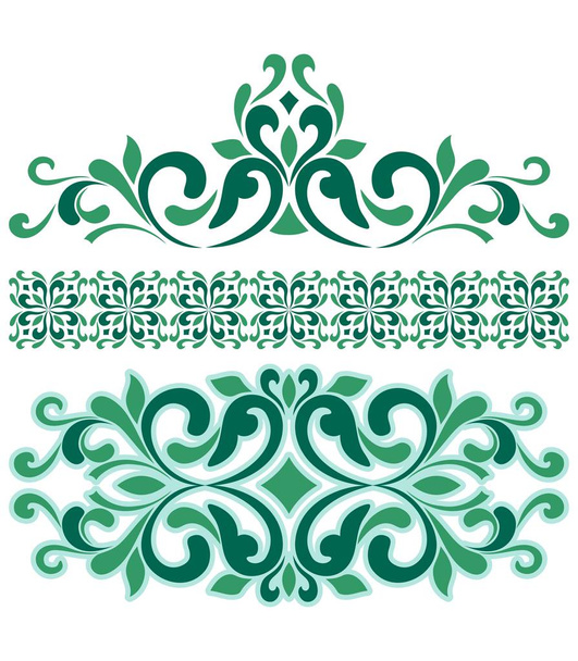 Beautiful green ornament 3 type  - Vector, Image