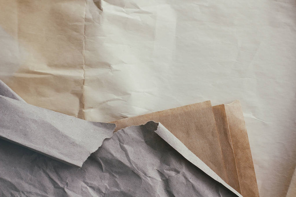 Set of old paper textures. Old crumpled background. Package process. Gift shop. Materials for transportation and shipping. - Φωτογραφία, εικόνα