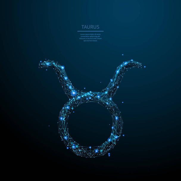 Taurus zodiac sign low poly wireframe illustration - Vektor, Bild