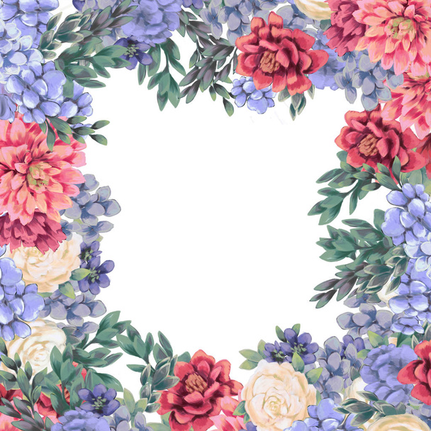 Floral frame for design save the date cards, invitations, posters and birthday decoration - 写真・画像