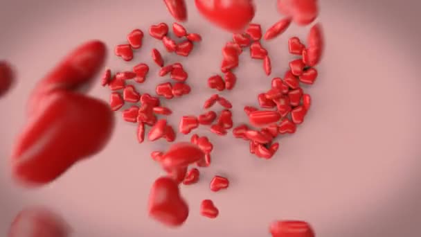 3D-Animation eines großen Herzens aus kleinen Herzen - Filmmaterial, Video