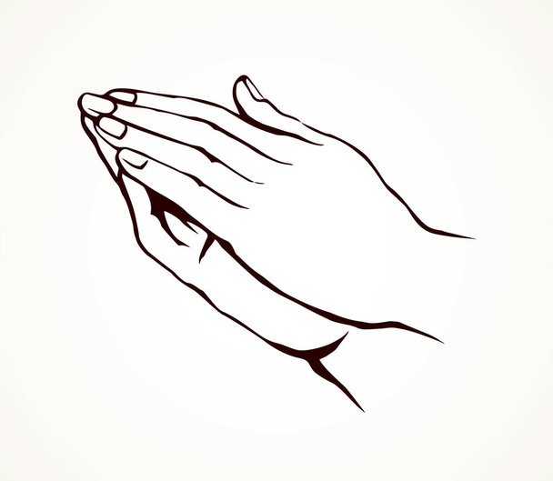 Praying hands. Vector drawing - Διάνυσμα, εικόνα
