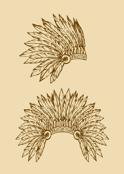 Indián tollakkal. Vektoros rajz - Vektor, kép