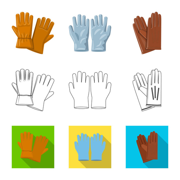 Vector illustration of glove and winter symbol. Collection of glove and equipment vector icon for stock. - Вектор,изображение