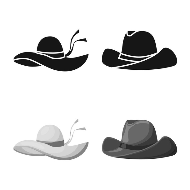 Vector design of clothing and cap logo. Collection of clothing and beret vector icon for stock. - Вектор, зображення