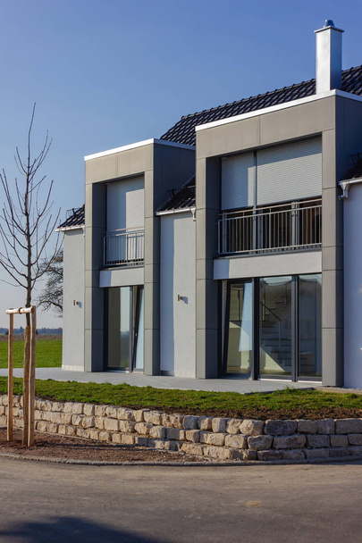 modern house building with blue sky  - Photo, Image