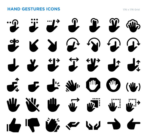 Gestos de mano iconos de pantalla táctil interactivos
 - Vector, imagen