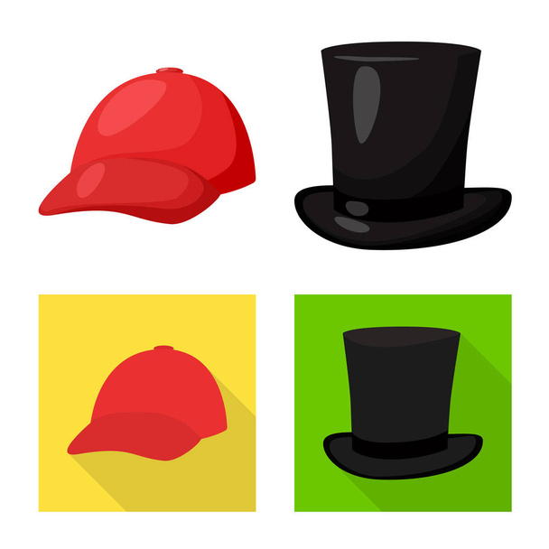 Vector illustration of clothing and cap sign. Collection of clothing and beret vector icon for stock. - Vektori, kuva