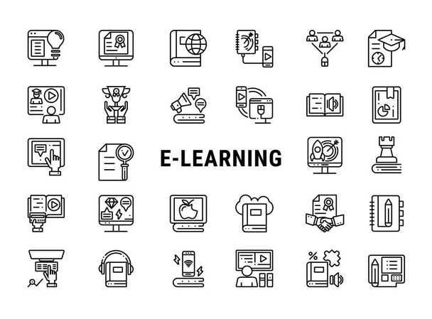 az e-learning ikon készlet - Vektor, kép