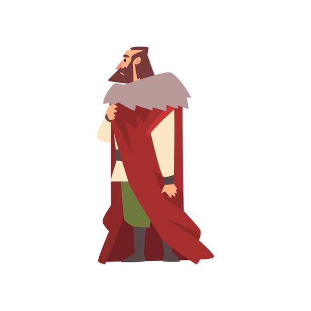 Majestic Nobleman in Historical Costume, European Medieval Character Vector Illustration - Vector, Image