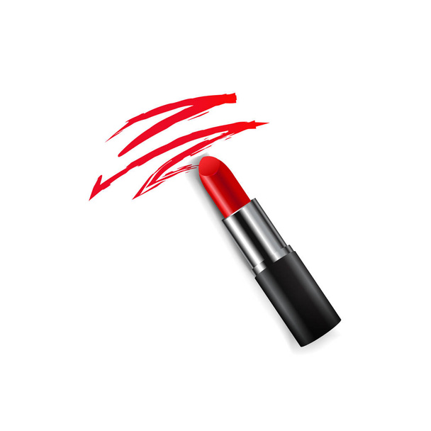 Red Female Lipstick White background With Gradient Mesh, Vector Illustration - Vetor, Imagem