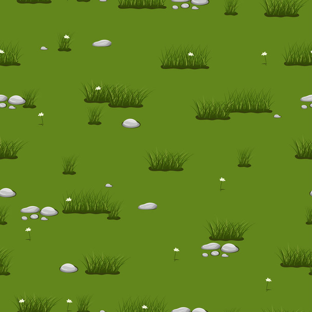 Textura perfecta con hierba verde y piedras. Imagen vectorial
. - Vector, Imagen