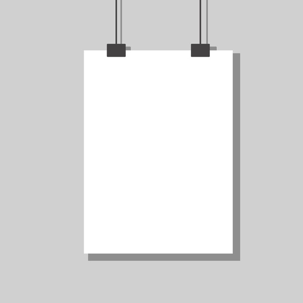 Papel blanco vacío colgado en el diseño de pared
 - Vector, Imagen