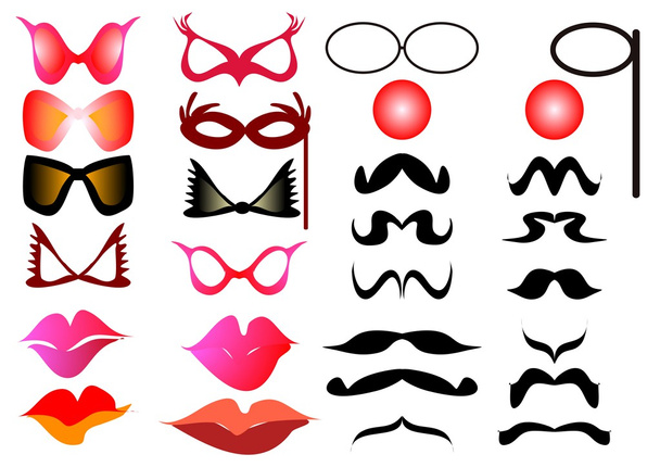 Eyeglasses and mustaches - Vector, Image