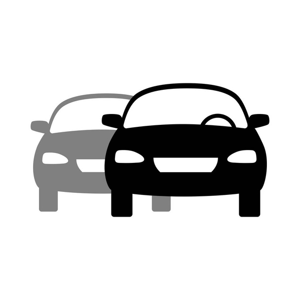 黒い車のベクトルアイコン、白い背景にオブジェクト - ベクター画像