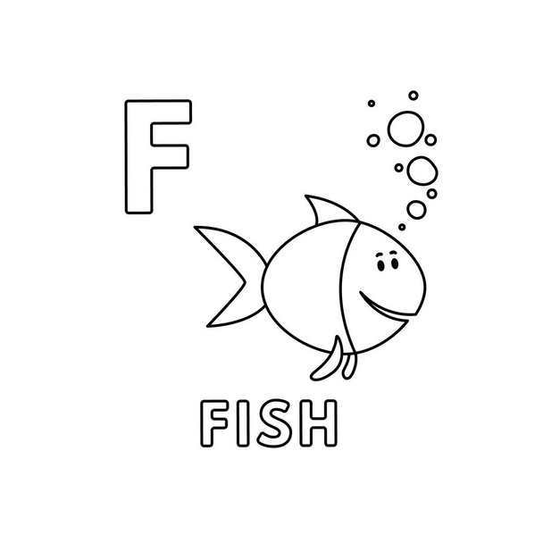 Alfabeto degli animali dei cartoni animati. Pesce da colorare Pagine
 - Vettoriali, immagini