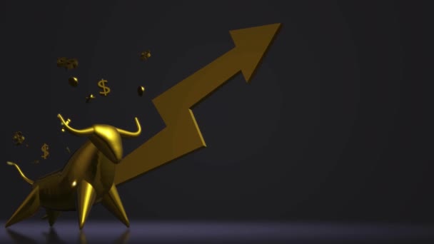 The 3d rendering gold bull for business content. - Footage, Video
