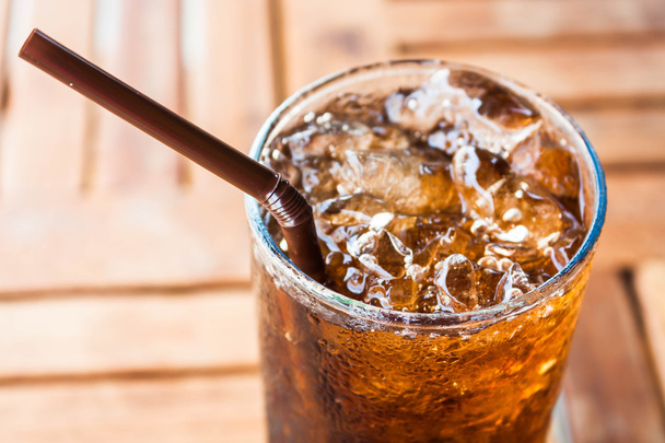 Cold glass with ice black soda drink - Photo, Image