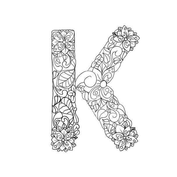 Floral K letter vector illustration - Vector, Image